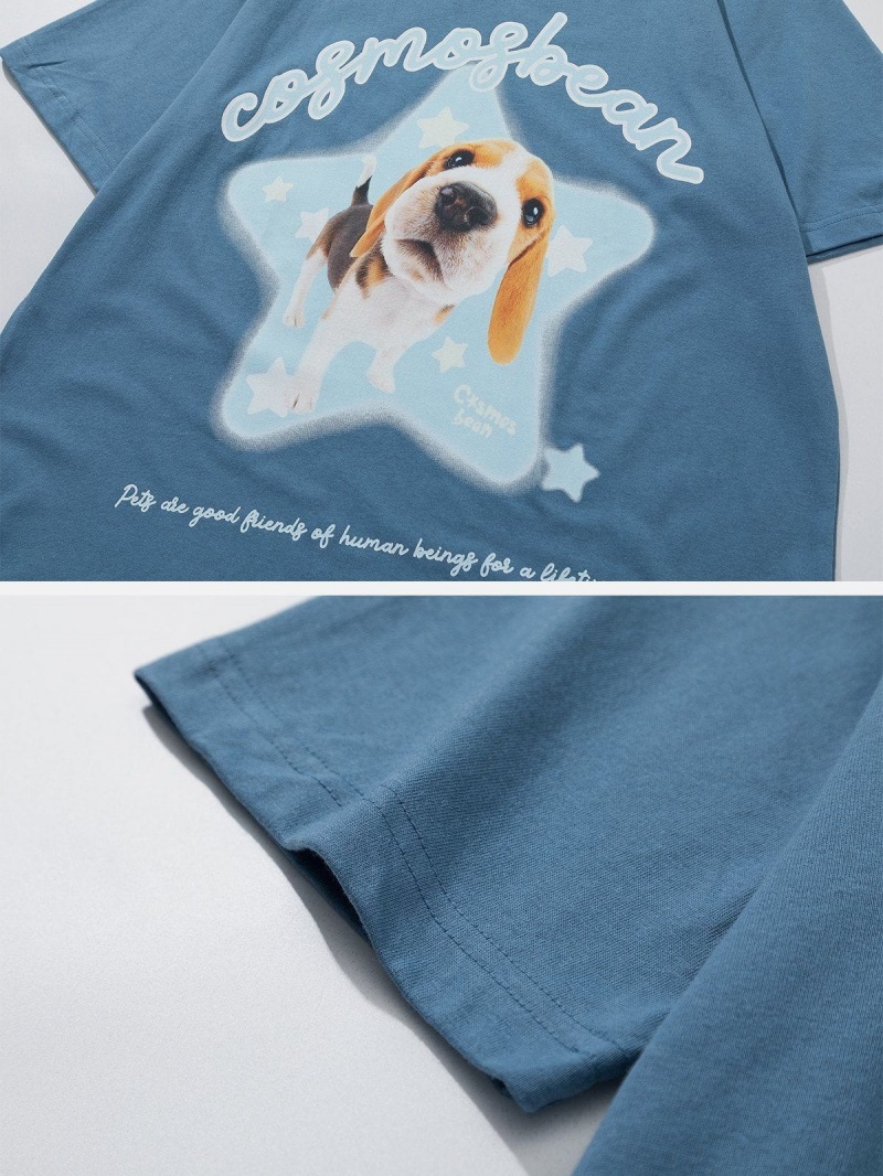 T Shirts Aelfric Eden Star Dog Print Tee Blanche | YVV-10730833